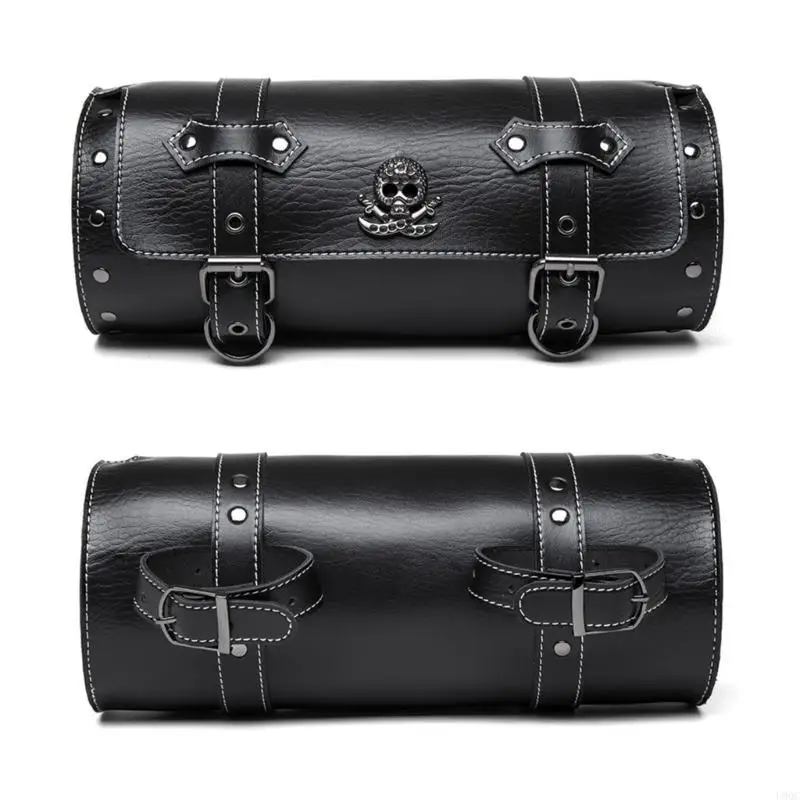Motorcycle PU Storage Front Bag Front Fork Handlebar Bag Vintage Tool Saddlebag Skull Pattern Motorbike Tool Bag New