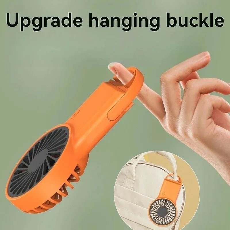 Dual Use Handheld Desktop Mini Fan USB Rechargeable 3 Speed Silent Strong Wind Hanging Hook Portable Cooling Fan