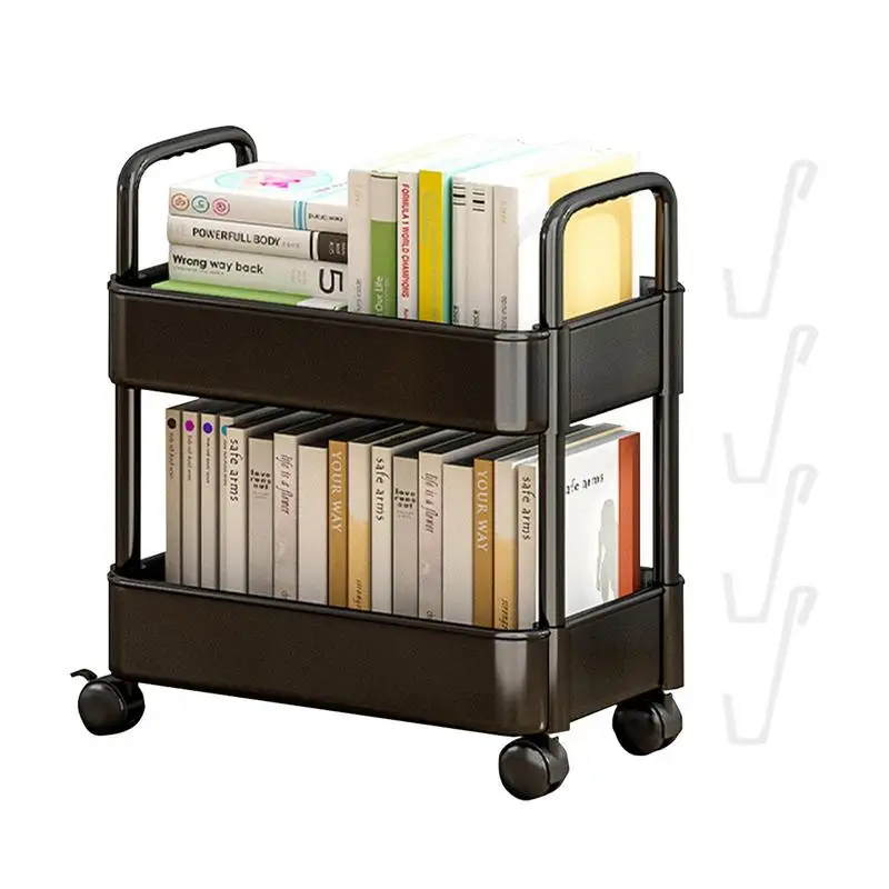 Mobile Bookshelf With 4 Wheels 20lbs Max Load Capacity Storage Rack Multifunctional Utility Storage Cart For Kitchen Bathroom