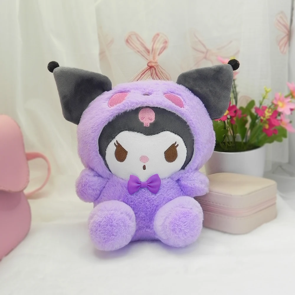 Mainan boneka mewah Sanrio 20cm boneka Anime Kuromi lucu boneka kartun Kuromi mainan hadiah Natal bantal anak-anak boneka lembut