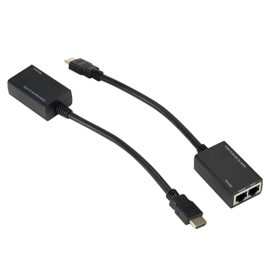 HDMI 호환 이더넷 확장기 리피터, RJ45 CAT5e CAT6 UTP LAN, HD 1080P 해상도 지원, 최소 100 피트 (30M)