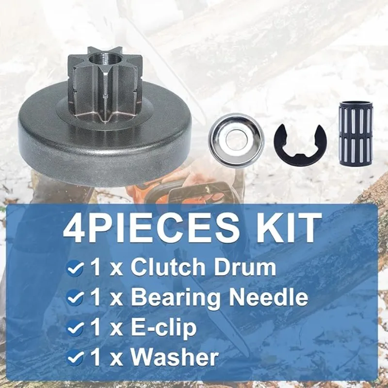 Clutch Drum Kit Bearing Needle E-Clip Washer Replacement for Stihl 028 028AV 028WB Chainsaw Saw Parts Accessories 1118 640 2001