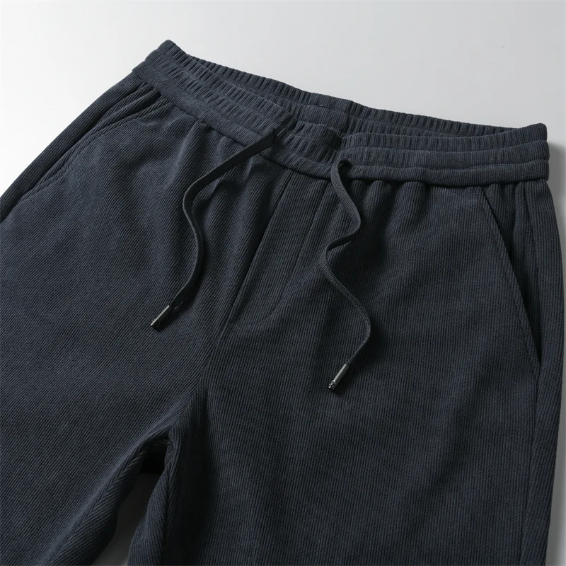 عالية الجودة الشتاء الصوف الدافئة سراويل تقليدية الرجال مرونة الخصر مستقيم سستة جيب في الهواء الطلق يتدفقون سروال قصير الذكور