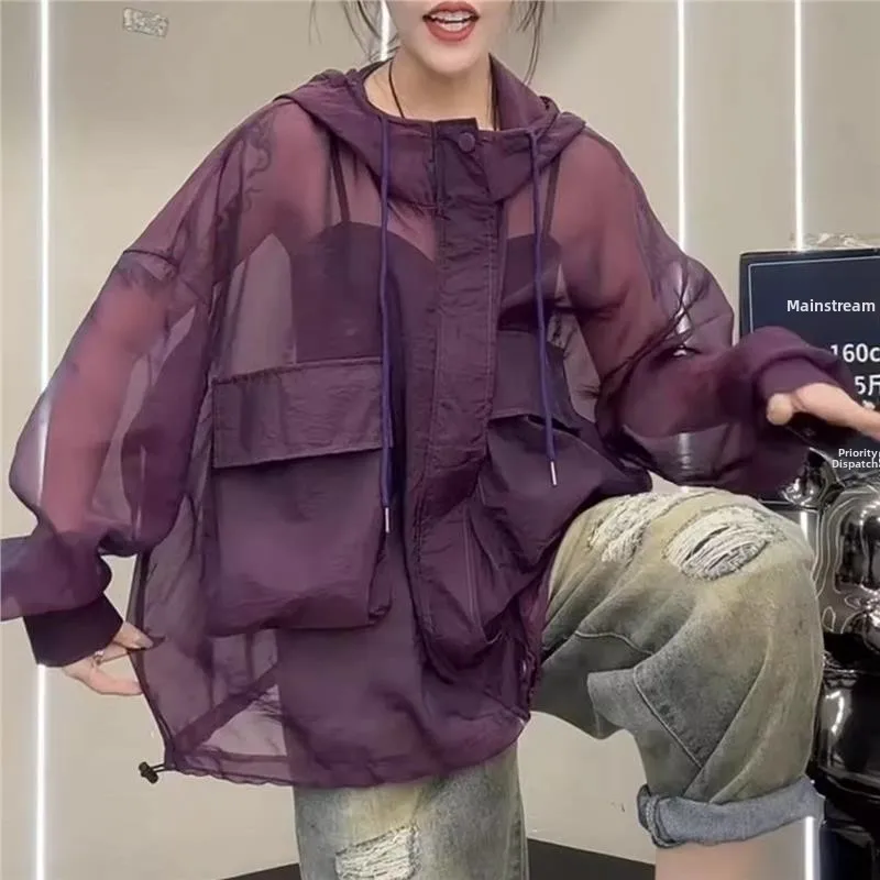 

Extra Large 300 Pou Japanese Sle Retro Workwear Sun Protection Clothing Men's Loose Outdoor Hooded Dstring Jaet