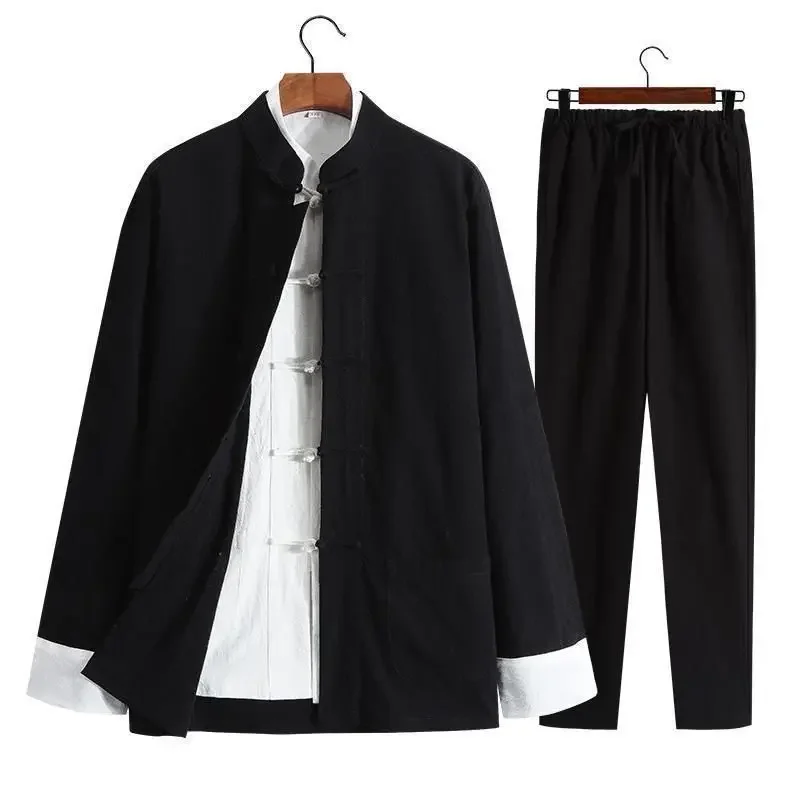 yesMen Women Chinese Style Retro Cotton Linen Top, Stand Collar Tang Suit Outerwear, Buddhist Zen Tea Meditation Tai Chi Uniform