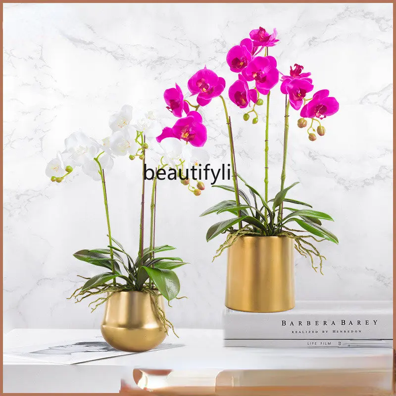 yj Artificial Flower Phalaenopsis Set Vase Pot Decoration Fake Flower and Decorative Flower