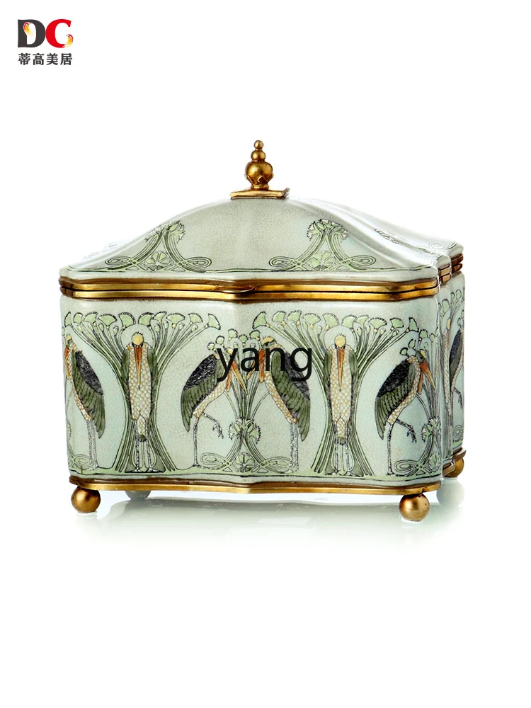 

lmm Vintage Upscale Ceramic Storage Tank Living Room Home Storage Box Candy Box