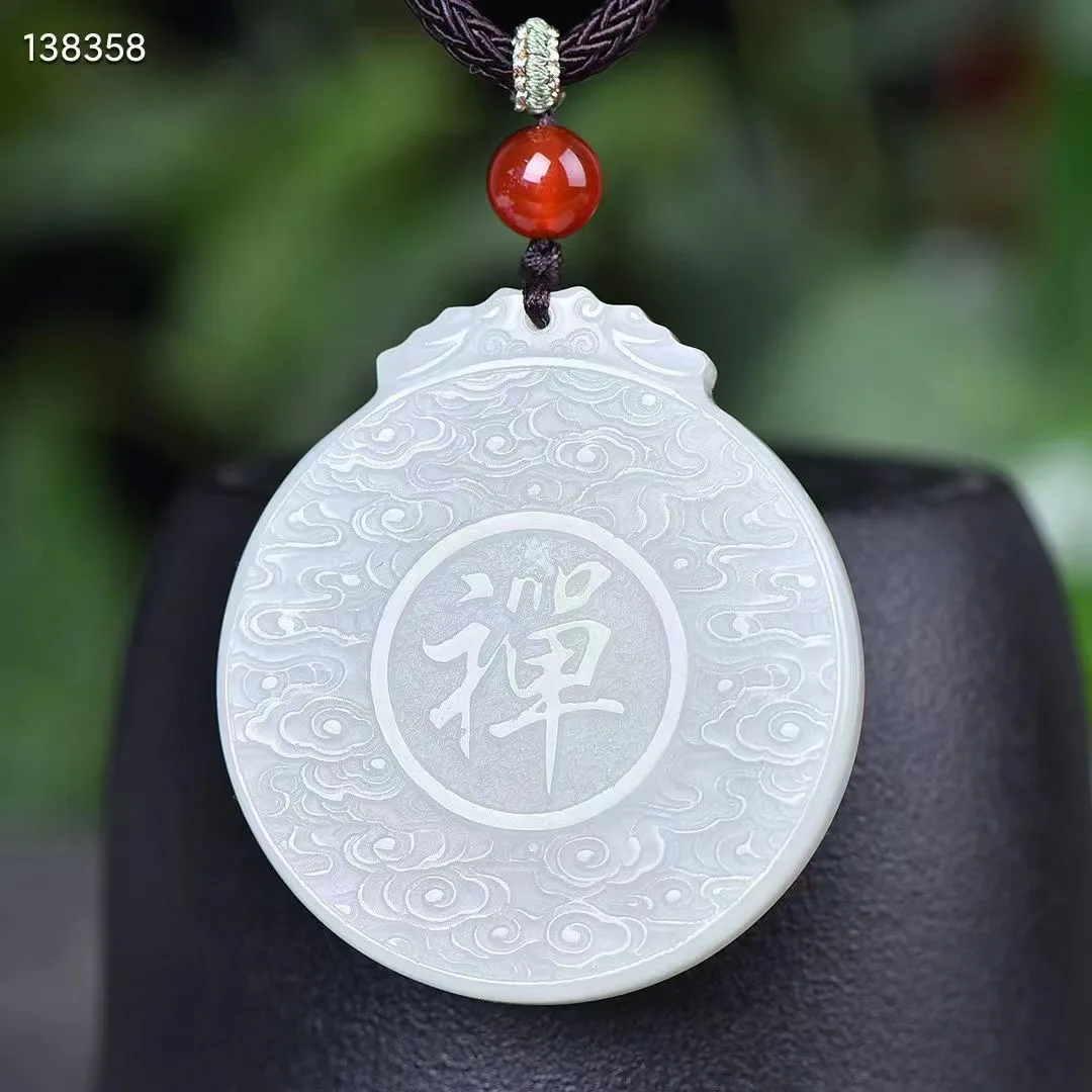 New Natural 100% real white hetian jade grave Guanyin pendant jewellery necklace auspicious for woman man gifts Bless peace