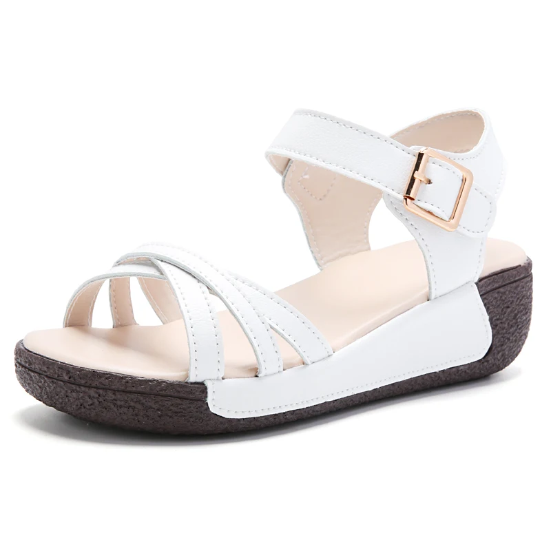Summer Microfiber Wedge Womens Sandals 5.0CM Heel Height Buckle Strap Light Weight Sandals For Woman