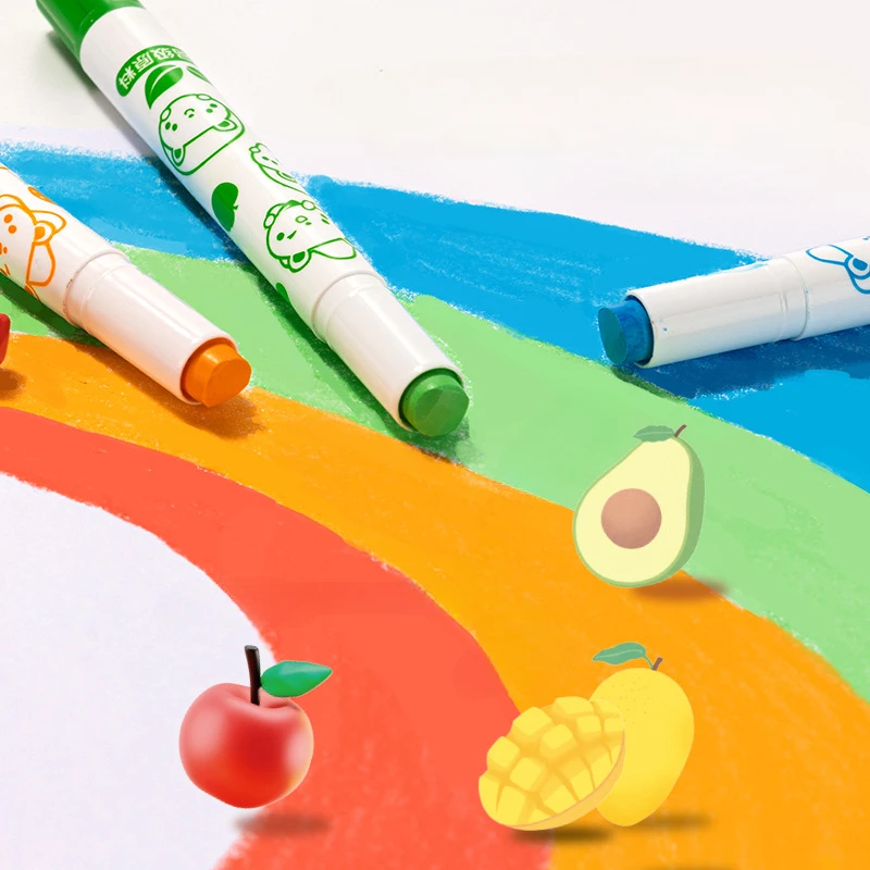 Imagem -06 - Food Grade Water-soluble Spinning Color Stick Aquarela Pintura Graffiti Crayons para Crianças Papelaria Escolar 12 24 36 48 Cores