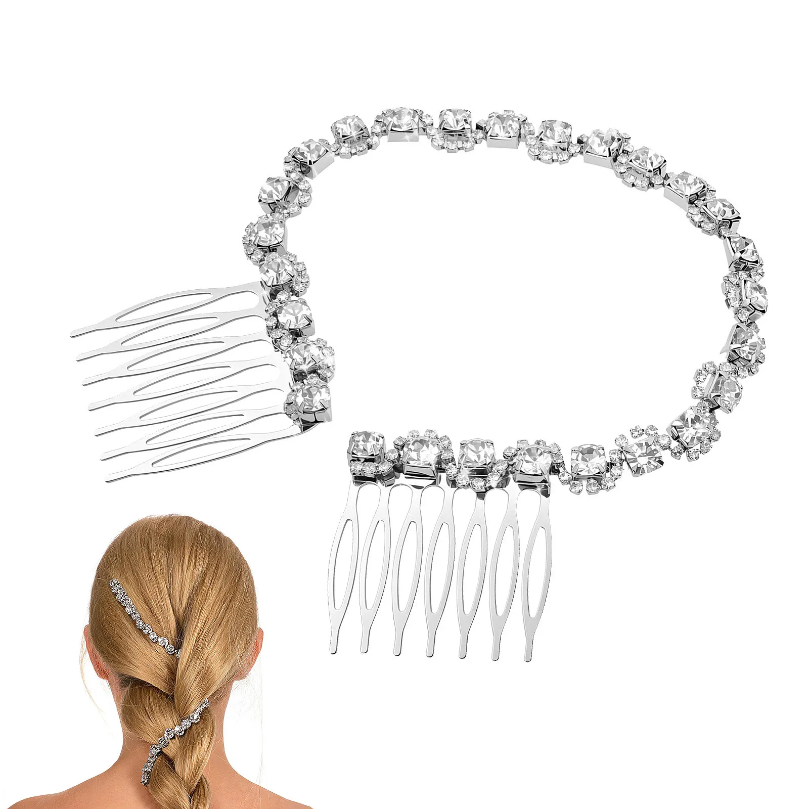 1Pcs Elegant Crystal Hair Comb Alloy Stylish Bridal Hair Clip Charming Hairpin Dance Party Birthday Decoration