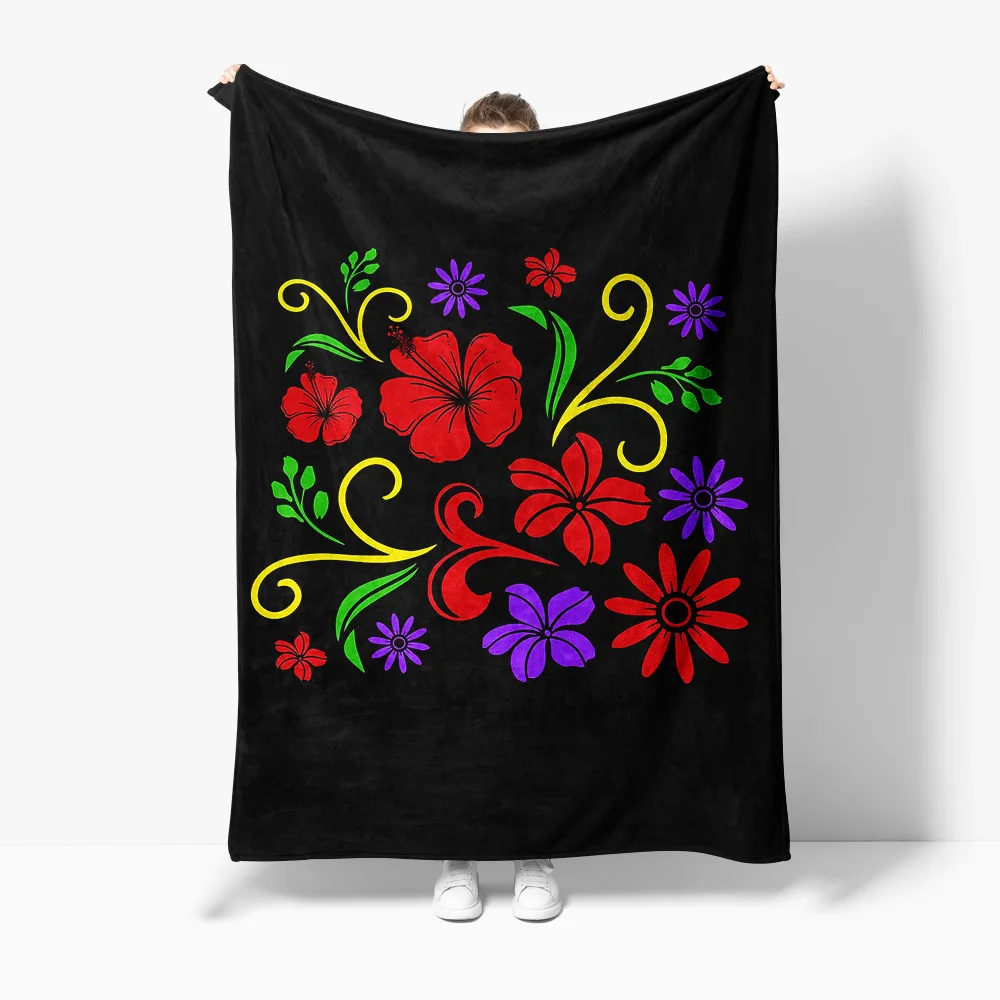 

Vibrant Floral Print Fleece Blanket - Red Pink Flower Design Cozy Throw Blanket for Women Girls Sofa Bed Decoration
