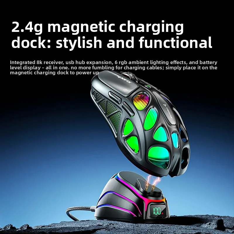 TAIDU TSG909 Tri-Mode Wireless Bluetooth Mouse Magnesium Alloy Mouse Lightweight Wired Esports PAW3950 Sensor Gaming Mouse