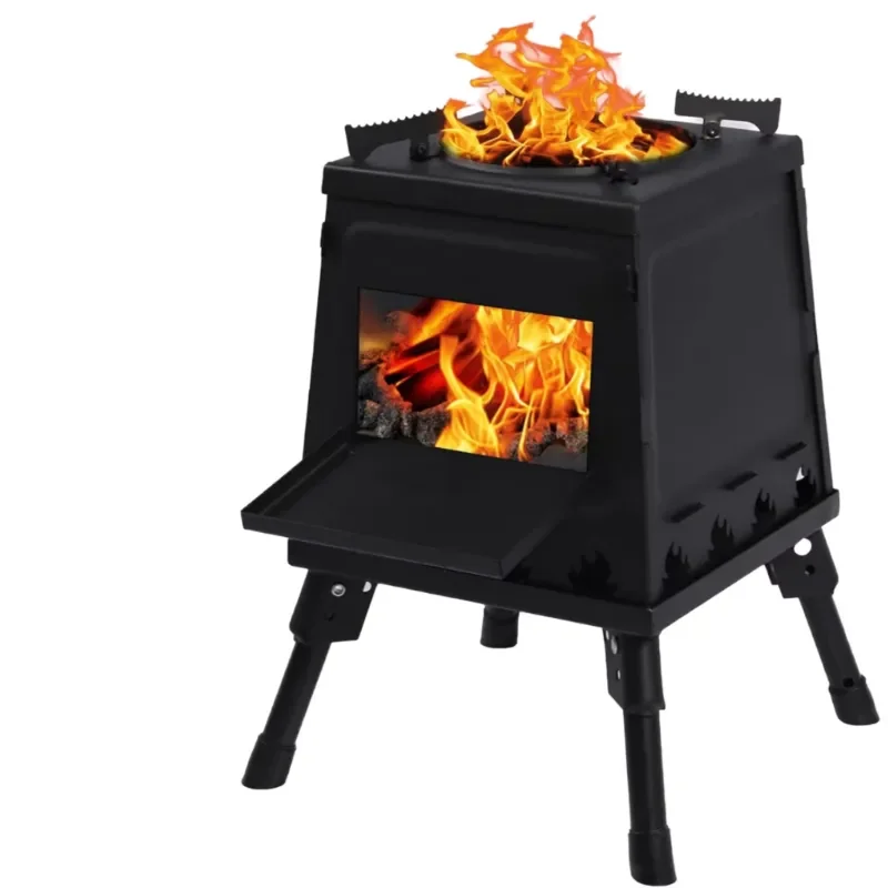 Wholesale carbon steel wood stove ex-factory price portable folding camping stove professional multi-functional barbecue