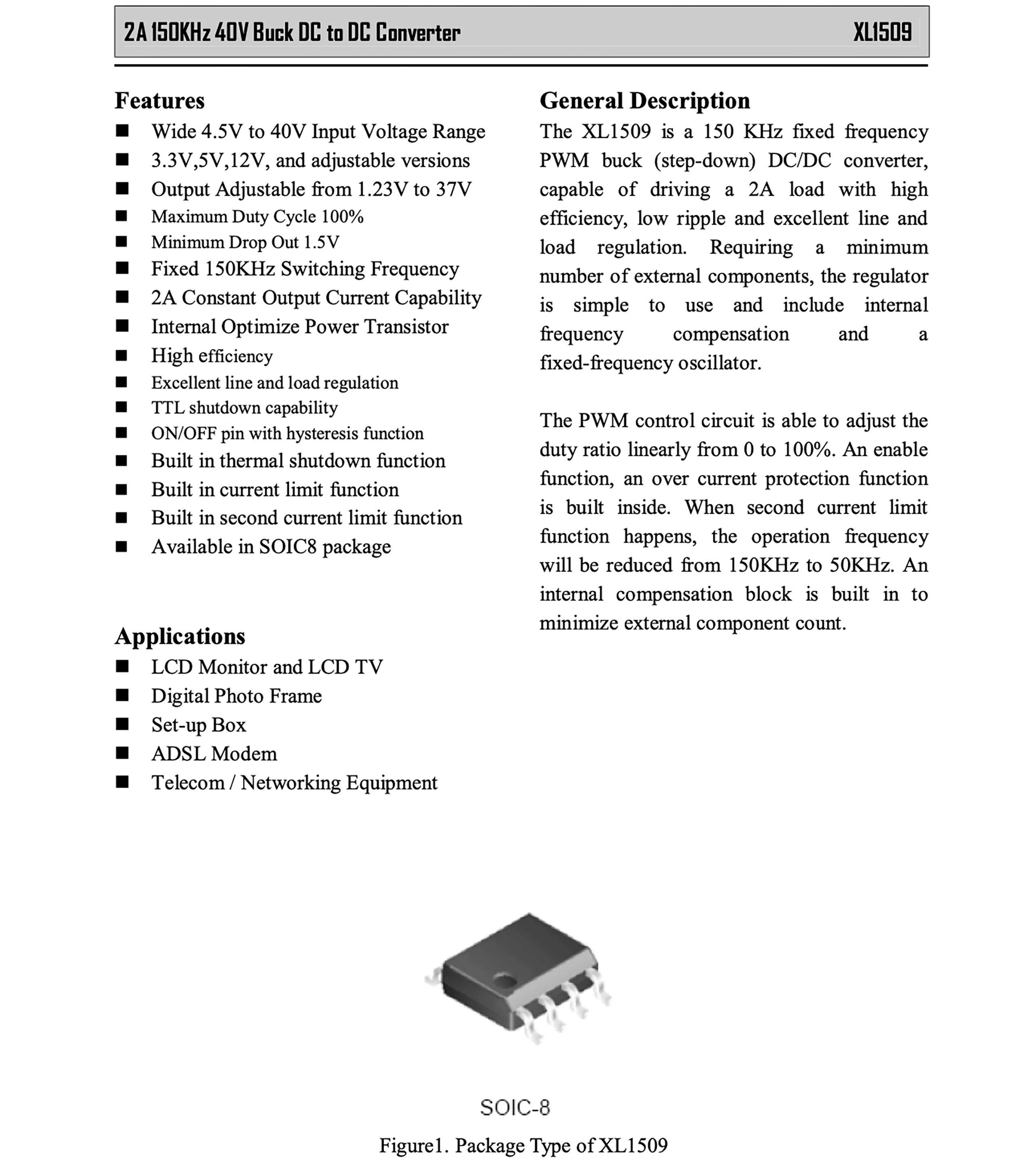 Kualitas Tinggi XL1509-5.0E1 Kemasan SOP-8 2A 150KHz 40V DC-DC Power IC Tersedia