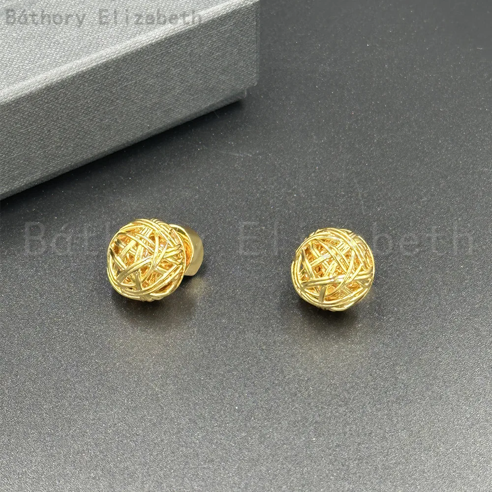 Báthory Elizabeth Fashion Europe Knitting Wool Ball 24K Gold Earrings For Women Vintage Designer Top Quality Luxury Jewelry