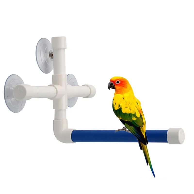 Pet Parrot Bath Shower Perches Standing Platform Rack Suction Wall Cup Bird Toys Parrot Stand Stick Rack Perch For Birds Pet Toy