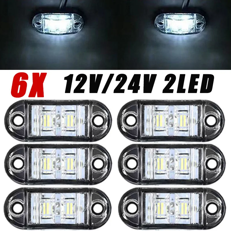 

6X 12V 24V Universal Led Side Marker Lights Front Rear Indicator Signal Lamp Clearance Light for Trailer BUS Van Truck Caravan