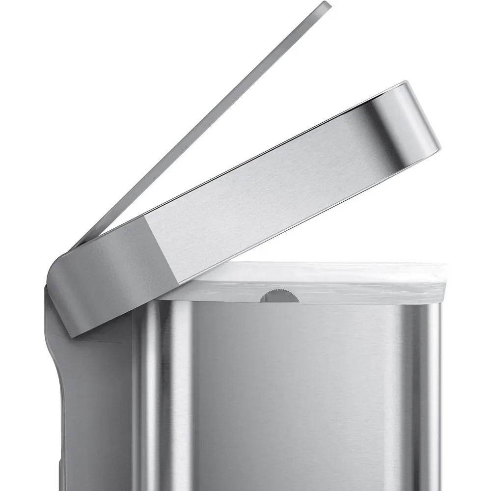 trash can 45 Liter / 12 Gallon Liter Rectangular Hands-Free Kitchen Step Trash Can with Soft-Close Lid, Brushed Stainless Steel