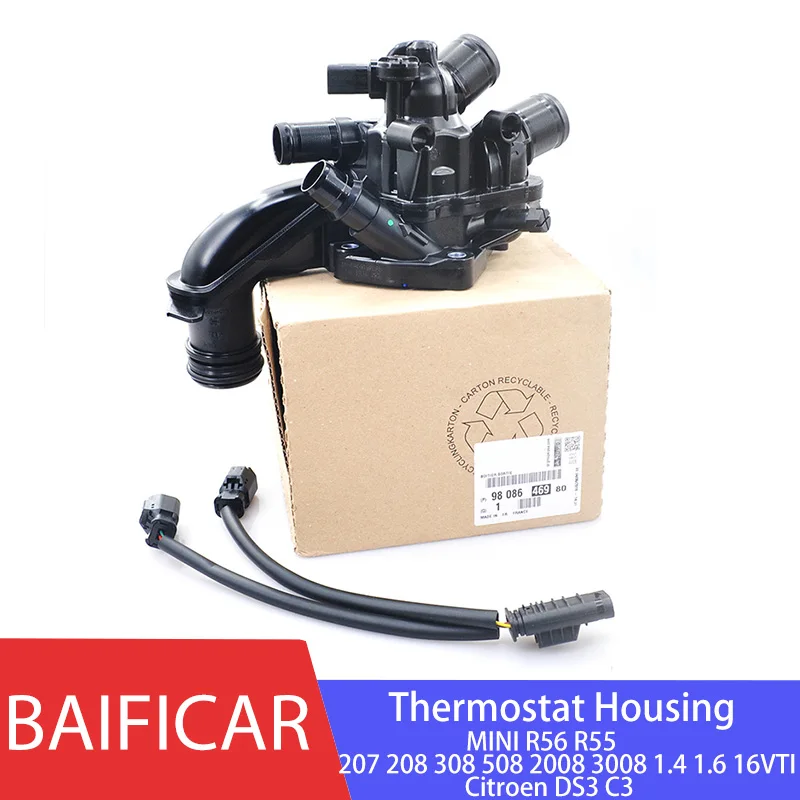 Baificar Brand New Thermostat Housing 9808646980 For MINI R56 R55 Peugeot 207 208 308 508 2008 3008 1.4 1.6 16VTi Citroen DS3 C3