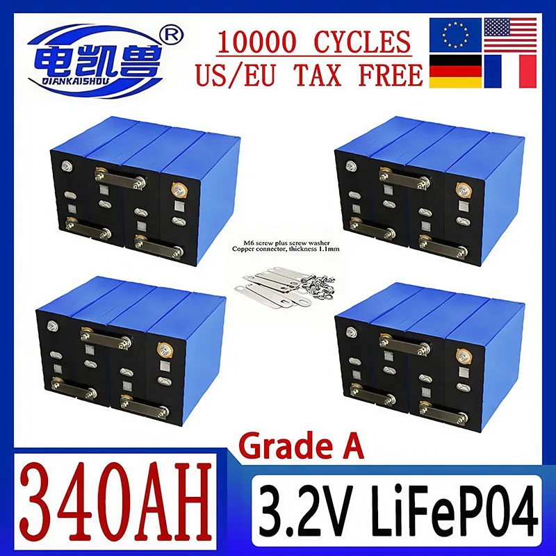 

Совершенно новая 3,2 В Lifepo4 340 Ач перезаряжаемая батарея класса А RV EV лодка гольф солнечная энергия кемпинг беспошлинная