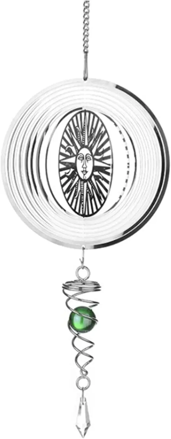 Wind Chimes 1.5V D Size Silent Stereo Rotating Wind Chime Spinner Motor Hanging Ornament Decor Mirror 46x14.8cm Stainless Steel