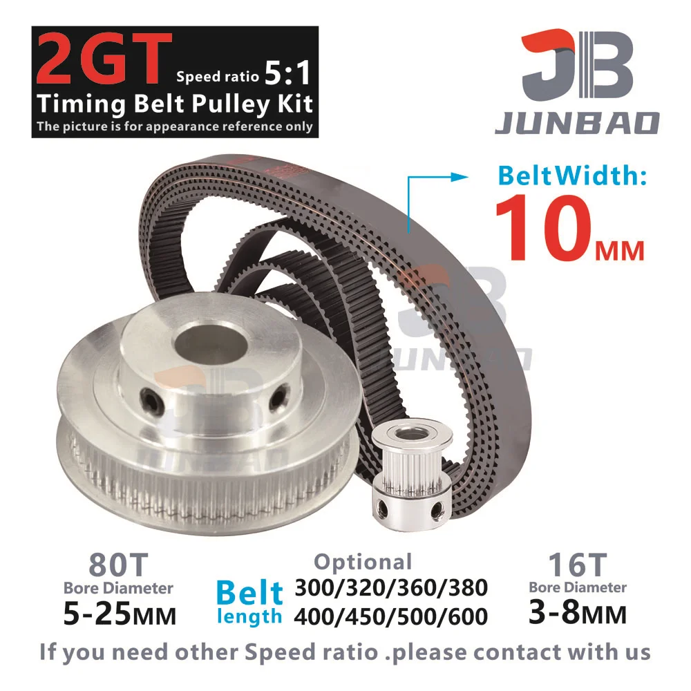 

2GT Timing Pulley Kit 16Teeth 80T Width 10MM Bore 3 To 25MM GT2M Synchronous Wheel Voron 3D Printer Parts Belt LP= 300 To 600MM