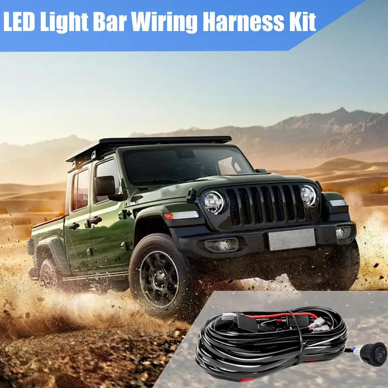 LED Light Bar Wiring Harness Kit On-Off Button Power Relay Fuse Fog Light Auto Spotlight Wiring Harness Set