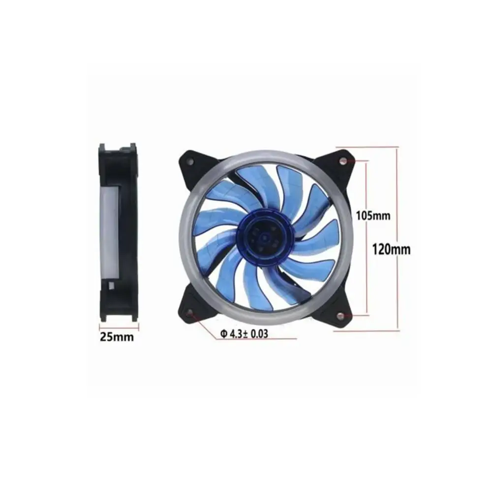 Ventilador De refrigeración Led para ordenador, Enfriador De carcasa De PC De 20mm, ajustable, 52CFM, De goma De vibración, 12V, silencioso