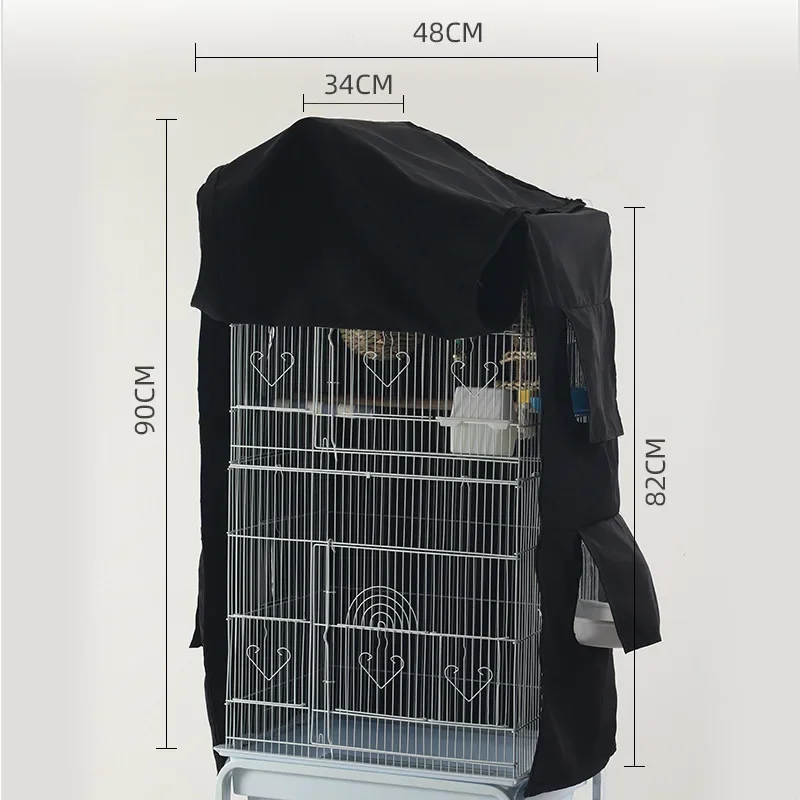 Zippered Bird Cage Cover Light Blocking Waterproof Parrot Cage Cover Protect Velcro Cold-proof Birdcage Bird Clothes