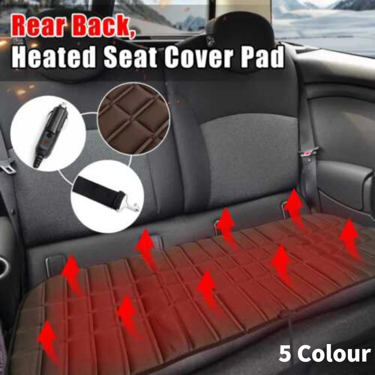 5 Color Universal 12V Car Rear Heating Seat Cushion,Electric Heated Rear Seat Heating Cushion,Winter Keep Warm Seat Cushion Pad