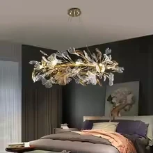 Creative colored crystal chandelier living dining room Bedroom restaurant Indoor decoration Luxury glass leaf ceiling chandelier