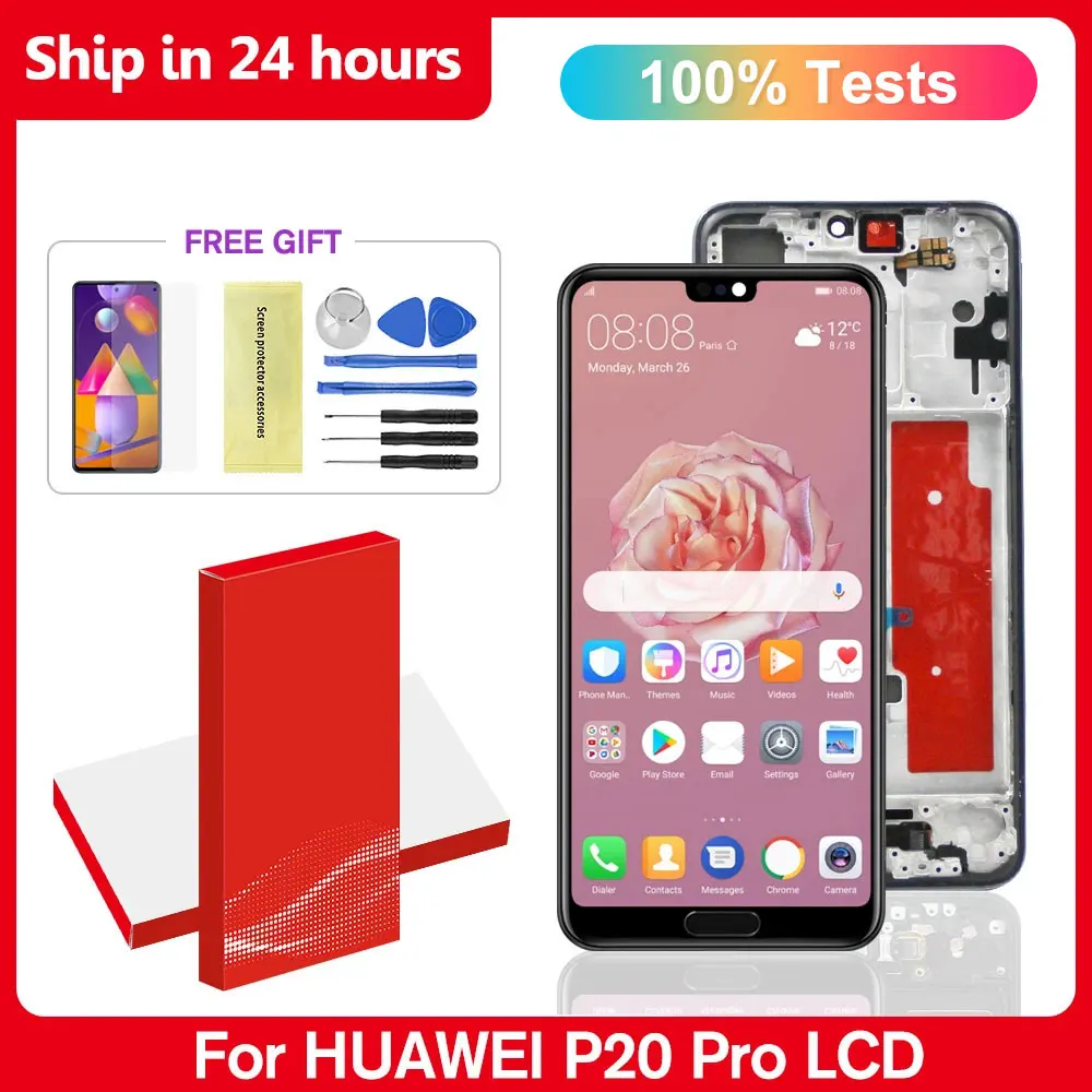

6,1-дюймовый OLED ЖК-дисплей для Huawei P20 Pro, ЖК-дисплей, сменный преобразователь сенсорного экрана с отпечатками пальцев для P20Pro CLT-L09 CLT-L29