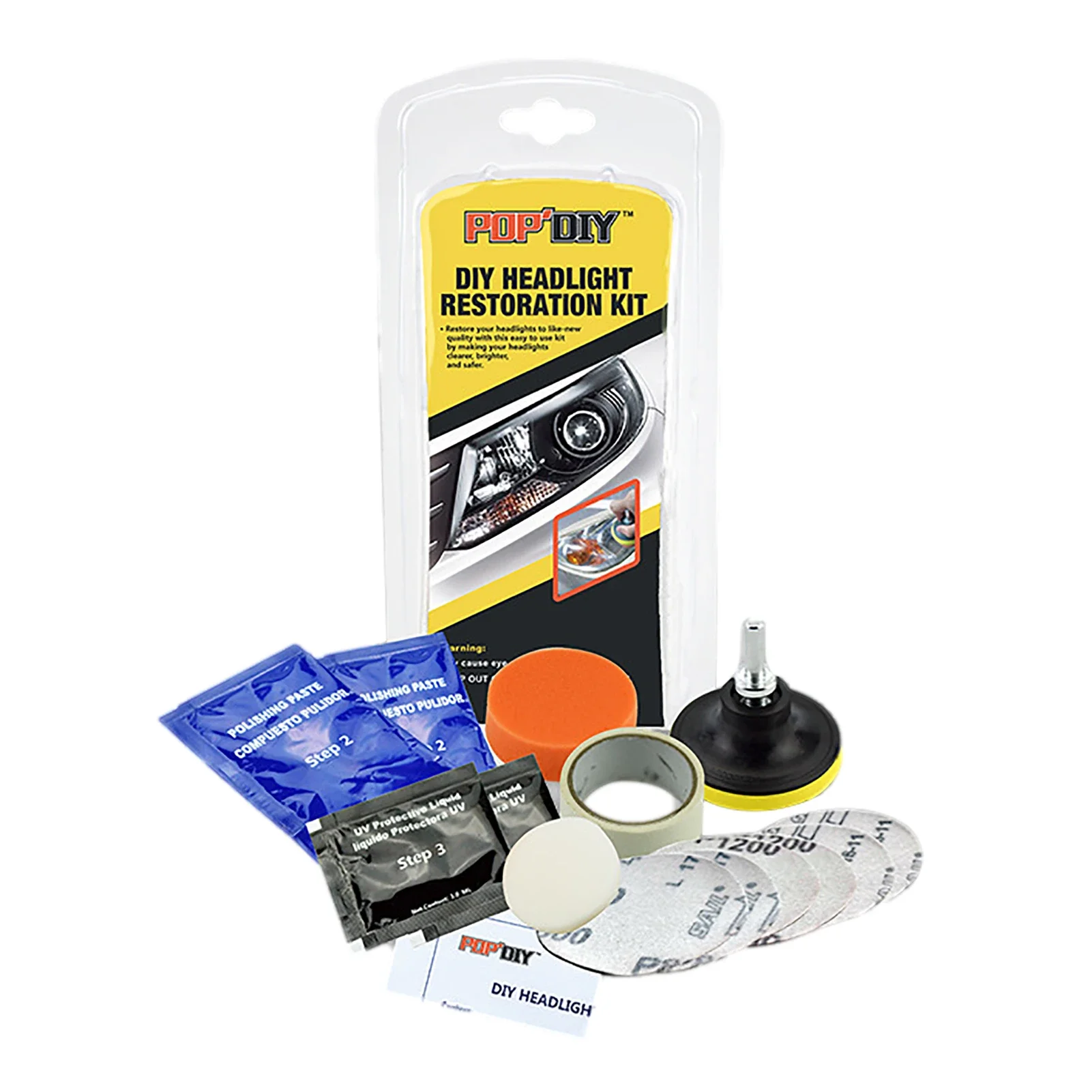 16pcs Car Headlight Lens Restoration Repair Kit Polishing Cleaner Cleaning Tools Headlight Restoration Kit