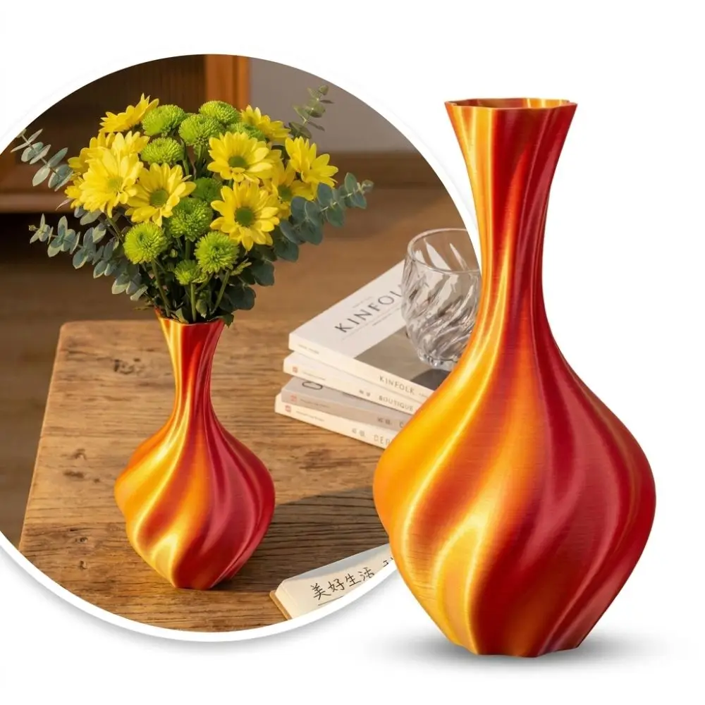 Twisted Design 3D Printed Flower Vases Flower Arrangement Gradient Color Modern Twisted Flower Bottle Decorative Flowerpot