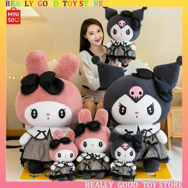 Oversized Miniso Hello Kitty Kuromi Melody Kawaii Stuffed Toys Soft Throw Pillow Plush Dolls Kids Birthday Valentines Girl Gift