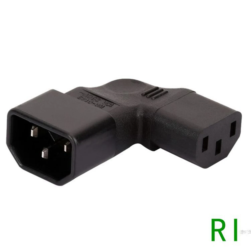 3-pin IEC plug with a 90 degree angle upwards at the bottom IEC 320 C14 male to C13 female power adapter plug for LCD rod mounte