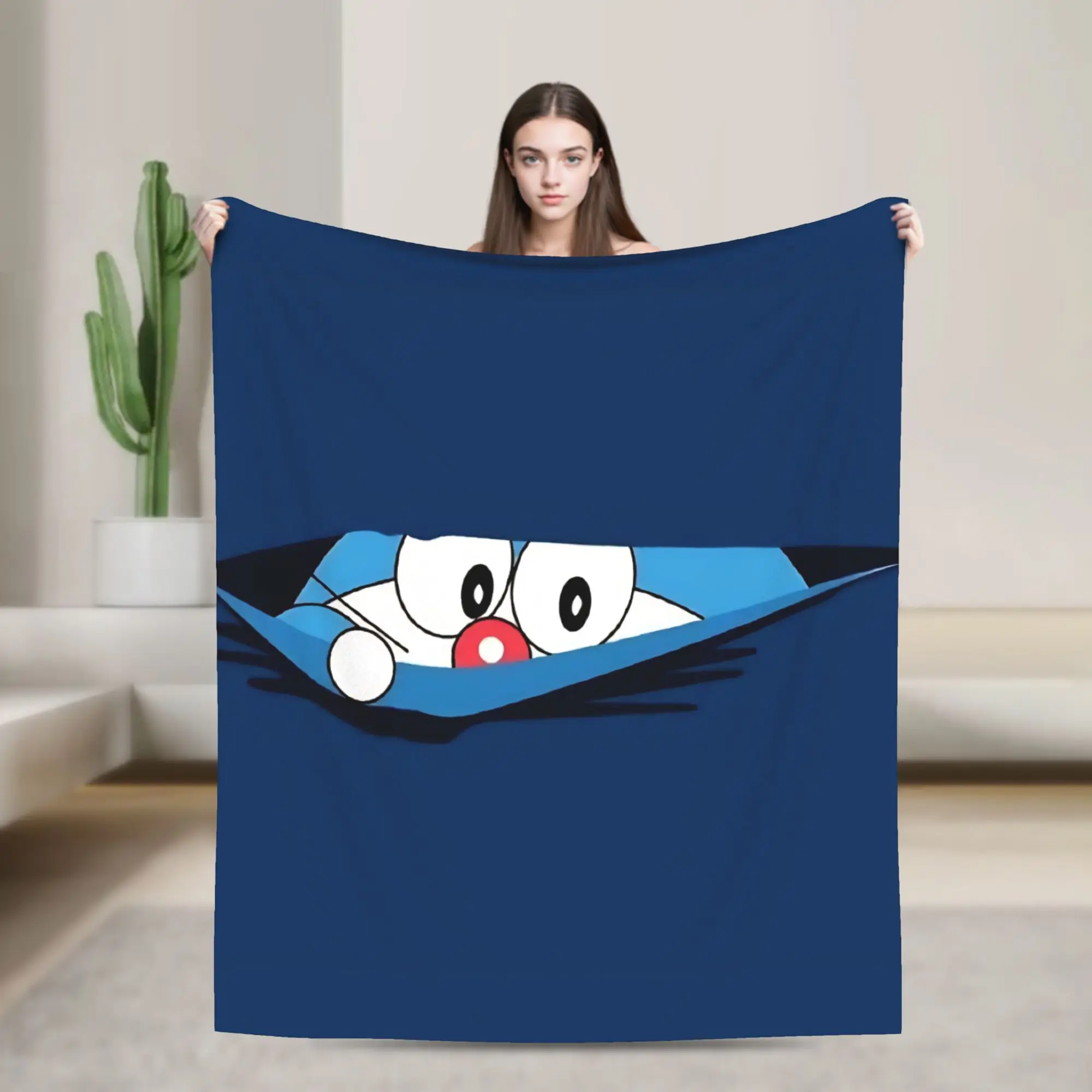 D-Doraemons Anime Cat Flannel Throw Blanket  Blanket for Bed Car Super Soft Plush Thin Quilt