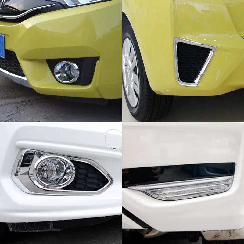 

For Honda Fit Jazz GK5 2014-2017-2019 Car Chrome Decoration Front Rear Fog Lights Lamps Eyelid Eyebrow Decoration Cover Trim