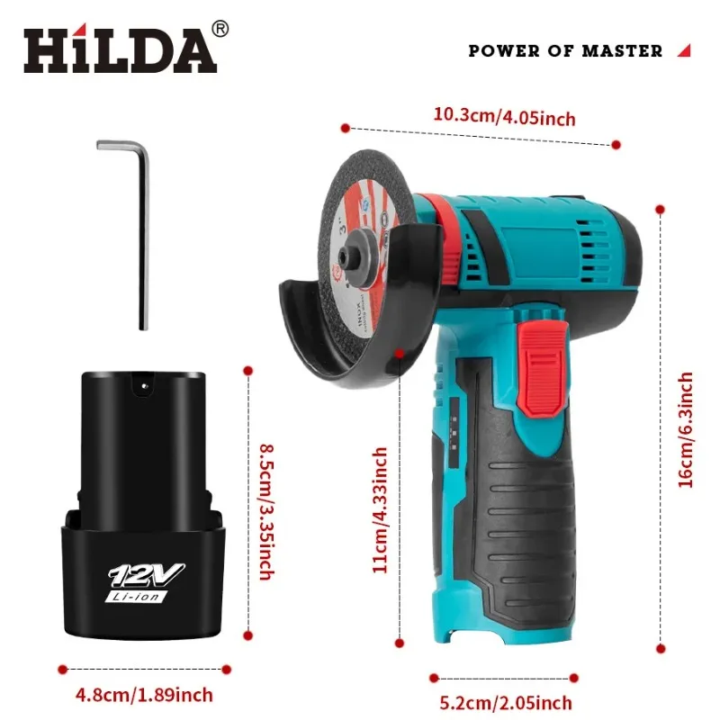 12V Mini Angle Grinder with Rechargeable Lithium Battery Cordless Polishing Machine Diamond Cutting Grinder with Accessories