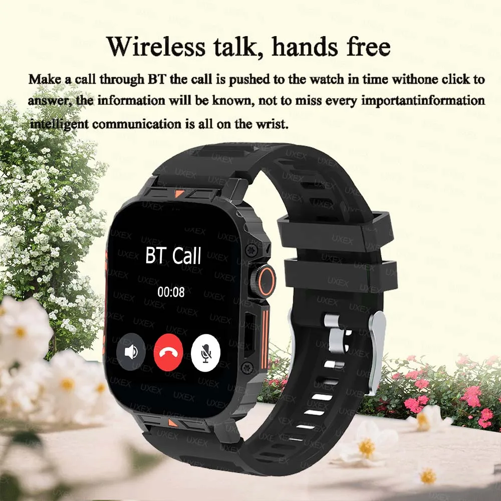 ساعة ذكية للرجال عسكرية 1.95 بوصة تتبع الصحة بلوتوث دعوة اجتماع هدية Smartwatch اللياقة البدنية الساعات الرياضية لنظام أندرويد Ios