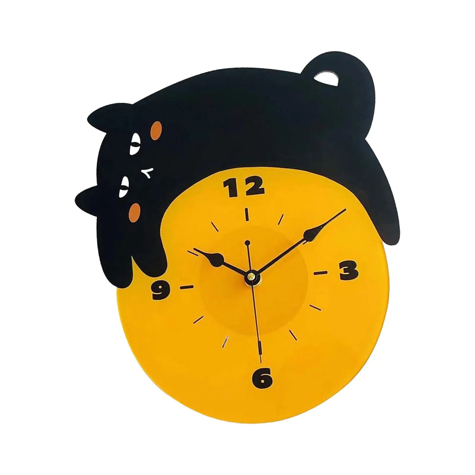 

Cat Wall Clock Cute Black Arabic Numbers Housewarming Non Ticking Analog Clock for Bathroom Home Dining Room Kitchen School