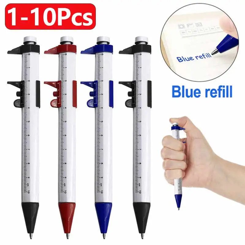 1-10pcs 2 ב 1 1 רב פונקציה תעשייתית מדידה רב תכליתית פלסטיק סוג עט כדורי 0-150 מ 