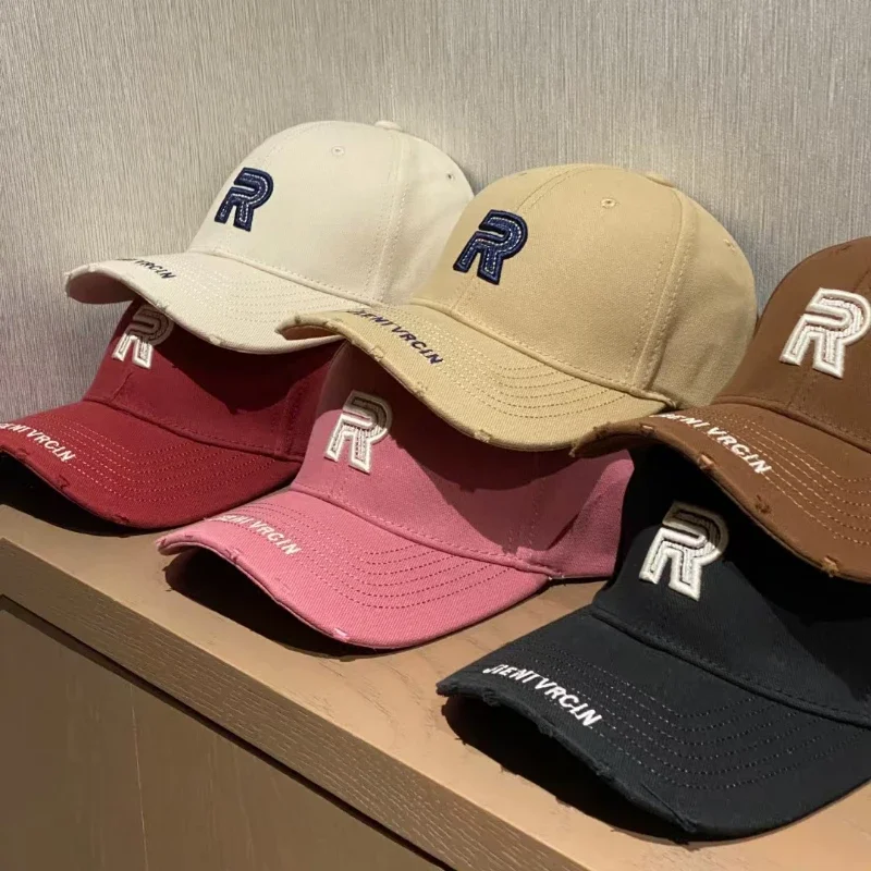 

2025 New Trend R Letter Irregular Baseball Cap Men and Women The Same Edged Brim Hard Top Fashion Cap Versatile and Thin
