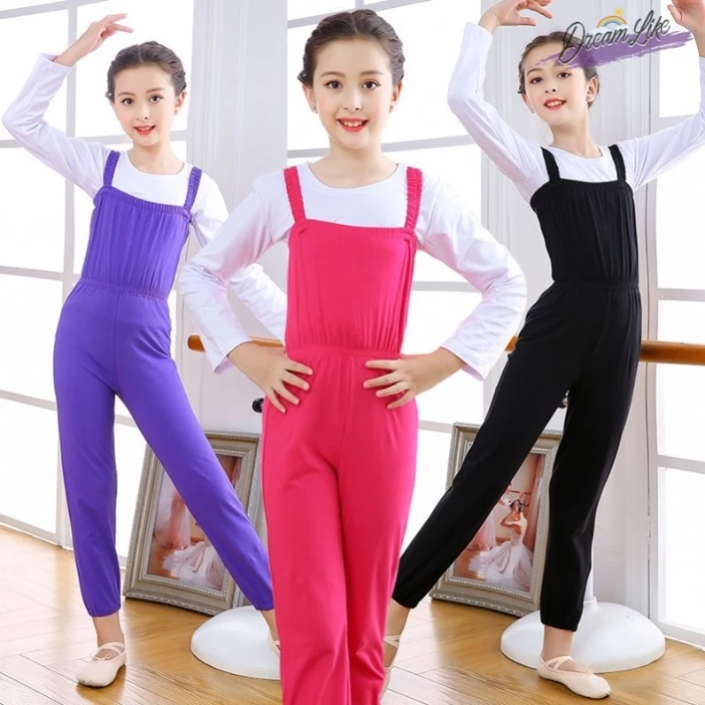 

Балетный танцевальный костюм для девочек, детский тренировочный бавовняный комбинезон, осенне-зимние танцевальные штаны, комбинезон Fem, детский сценический костюм