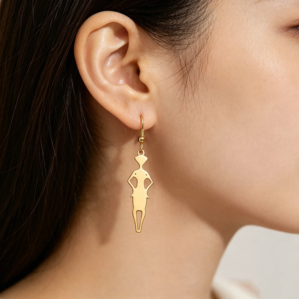 Woman Figure Charms Earrings for Women Exquisite Body Aesthetic Pendant Ear Hook Stainless Steel Jewelry Ear Cartilage Puncture