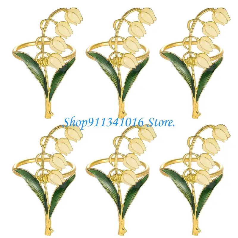  Set Of 6 Elegant Alloy Flower Napkin Rings Perfect For Formal Dinner Parties