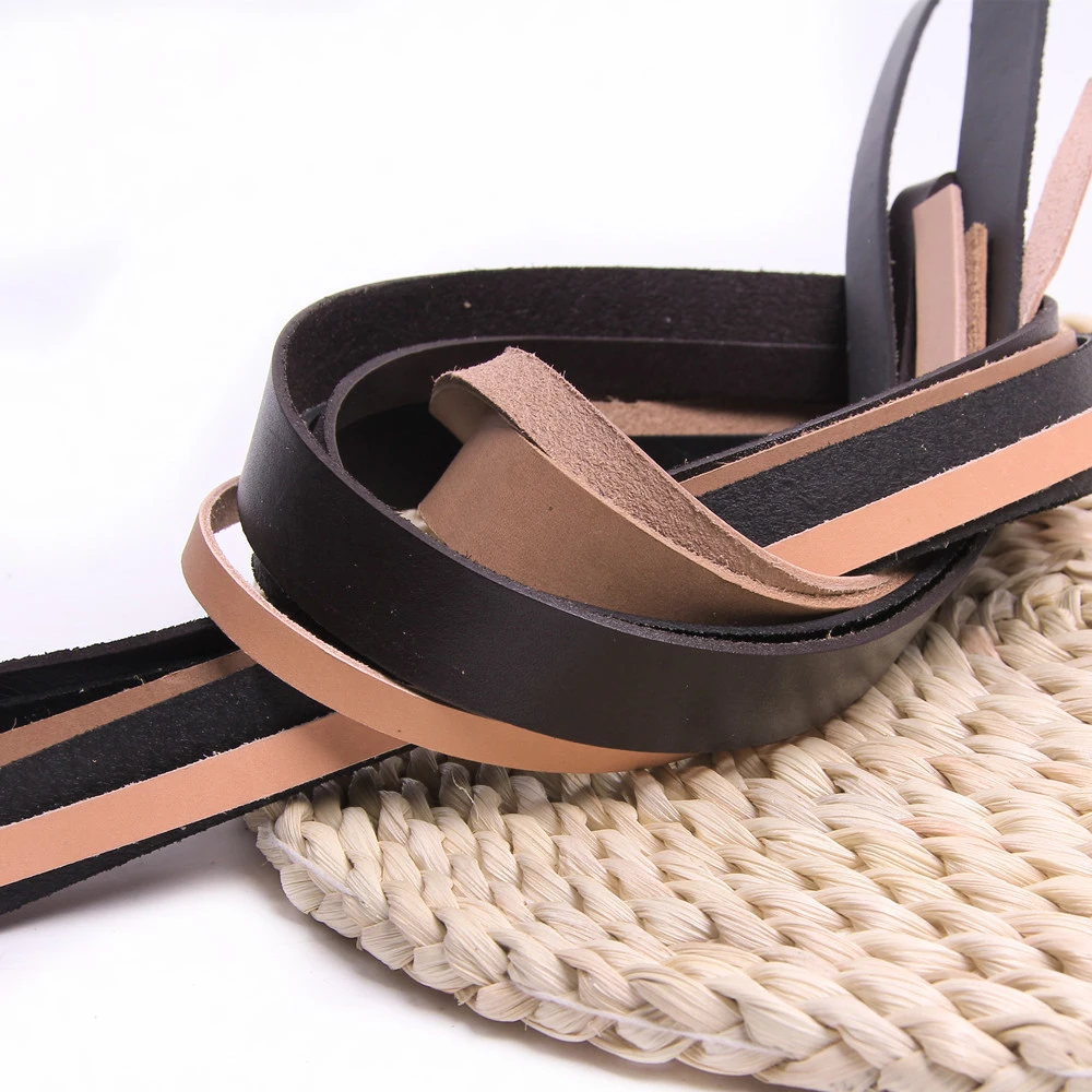 80cm Genuine Leather Strip Black/Brown/Coffee 3-30mm Seamless Flat Leather Cord DIY Handmade Necklace Bracelet Accessories image 2