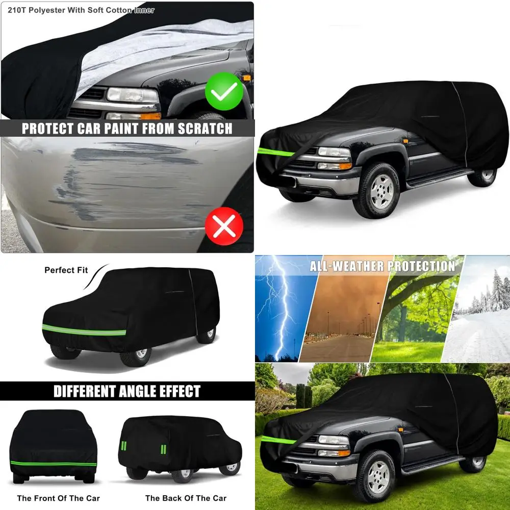 

Universal 6-Layer All-Weather Car Cover with Zipper Door and Windproof Bands for 1992-2006 Tahoe, Yukon, Escalade Models