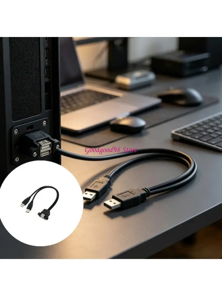 Plug-and-Play Double USB2.0 Extension Cable for Keyboards Mouse and Drive Use 